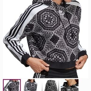 Adidas Black and White Patterned Hoodie